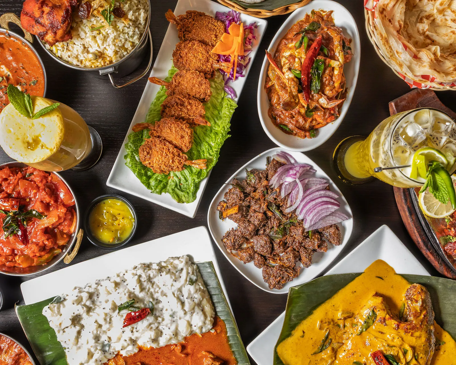 Indian food platter at Royal Malabar London restaurant